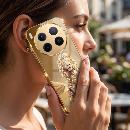Vivo X300 Pro 5G Luxury Lion Gold Electroplated Glass Phone Back Case