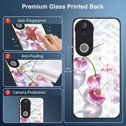 Vivo V50 5G Purple Transparent Cherry Acrylic Glass Back Case