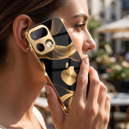 Realme 16 Pro+ 5G Luxury Wave Gold Electroplated Glass Phone Back Case