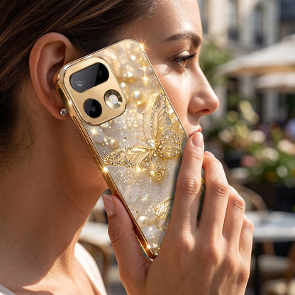 Realme 16 Pro+ 5G Golden Butterfly Gold Electroplated Glass Phone Back Case