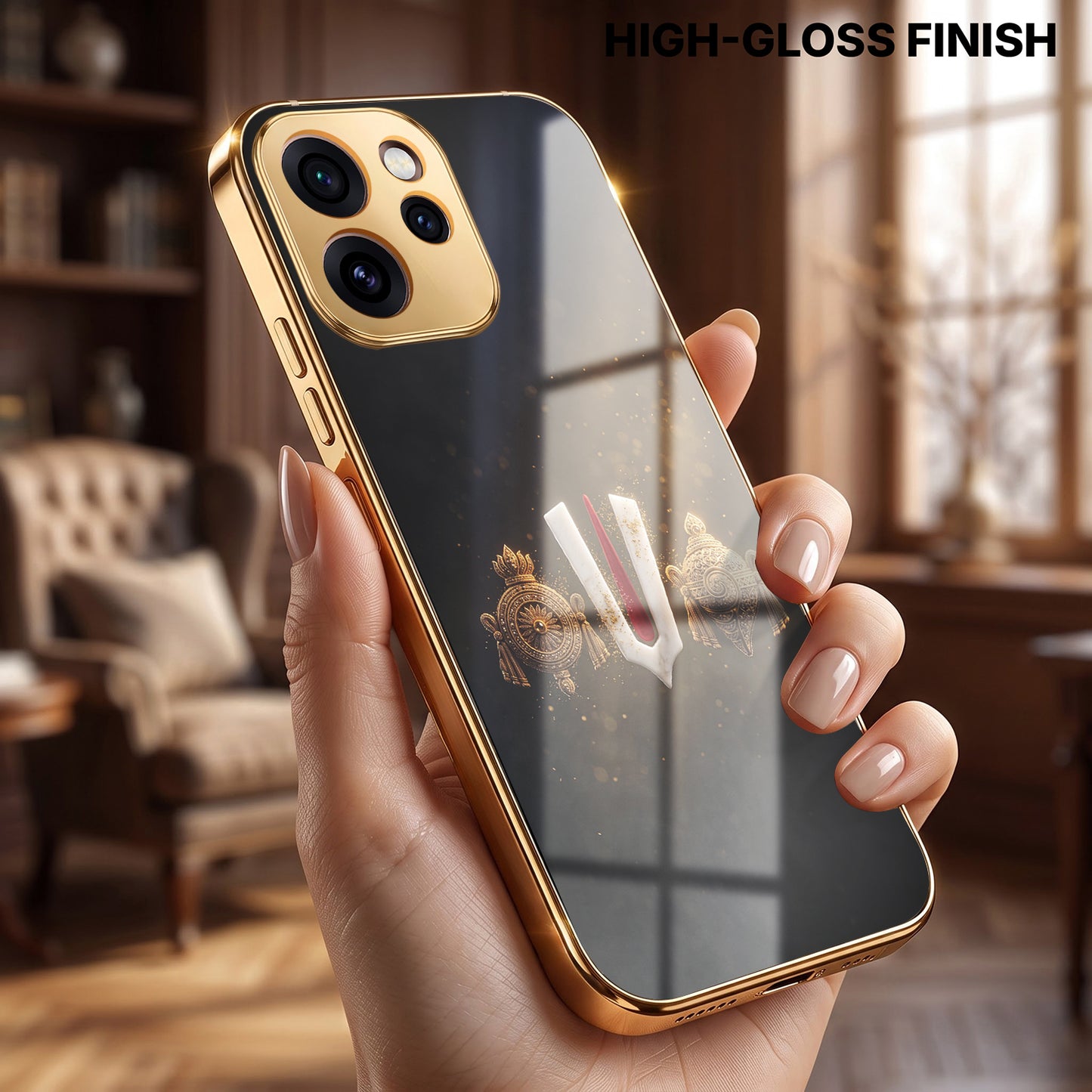 Oppo Reno 15 Pro Mini 5G Royal Heritage Edition Gold Electroplated Glass Phone Back Case