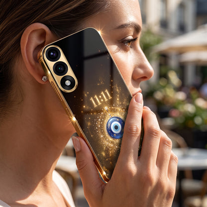 OnePlus Nord 5 5G God’s Plan Evil Eye Gold Electroplated Glass Phone Back Case