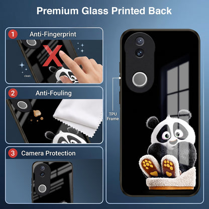 Vivo V50 5G Cute Panda Acrylic Glass Back Case