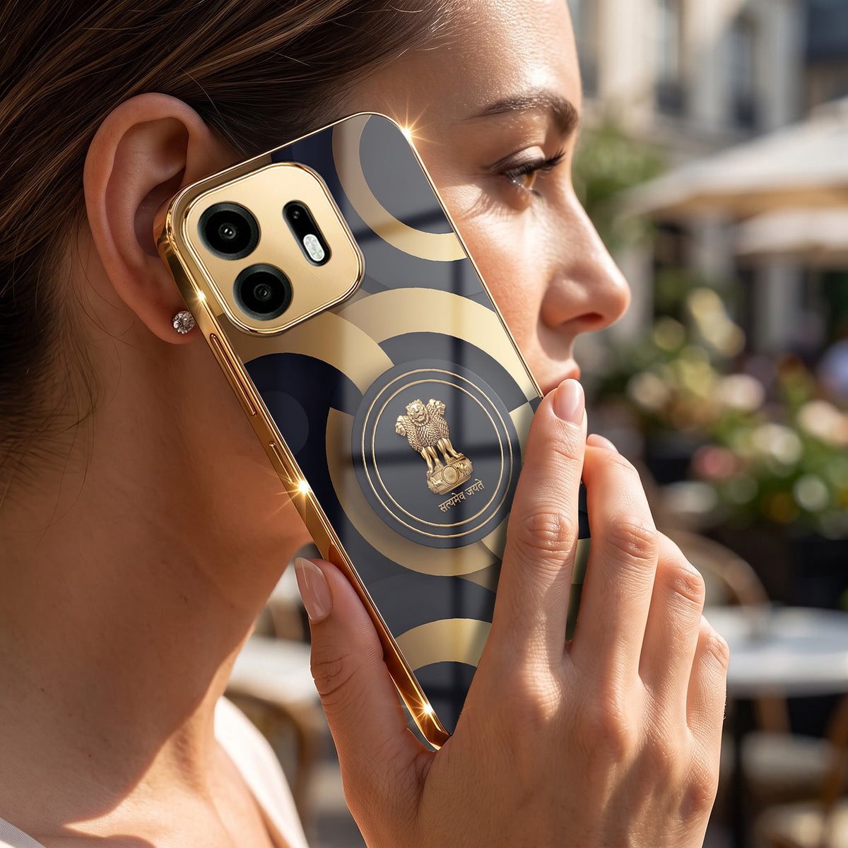 OnePlus N6 5G Royal Emblem Gold Electroplated Glass Phone Back Case