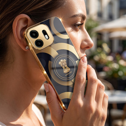 OnePlus N6 5G Royal Emblem Gold Electroplated Glass Phone Back Case