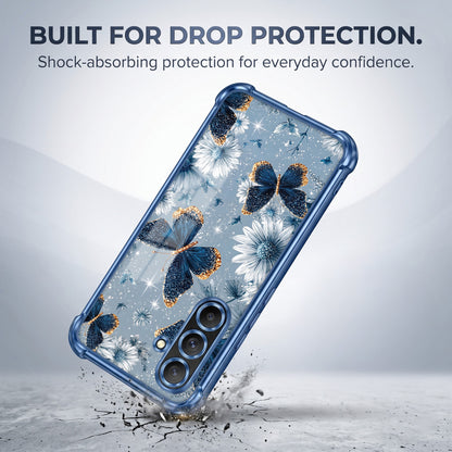 Samsung Galaxy A36 5G Blue Butterfly Floral Airbags Printed Back Case