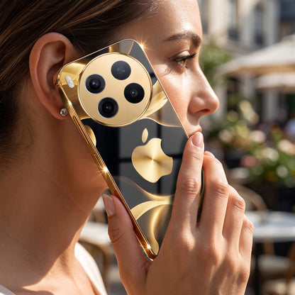 Vivo X300 Pro 5G Luxury Wave Gold Electroplated Glass Phone Back Case