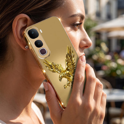 Vivo Y400 Pro 5G Golden Eagle Gold Electroplated Glass Phone Back Case