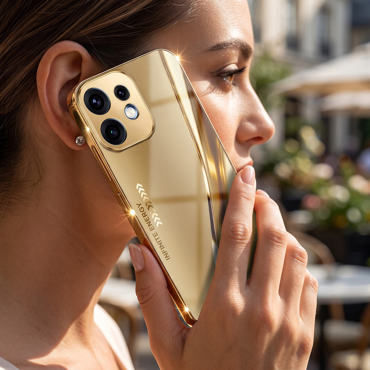 Oppo Reno 16 5G Luxury Infinity Energy Gold Electroplated Glass Phone Case