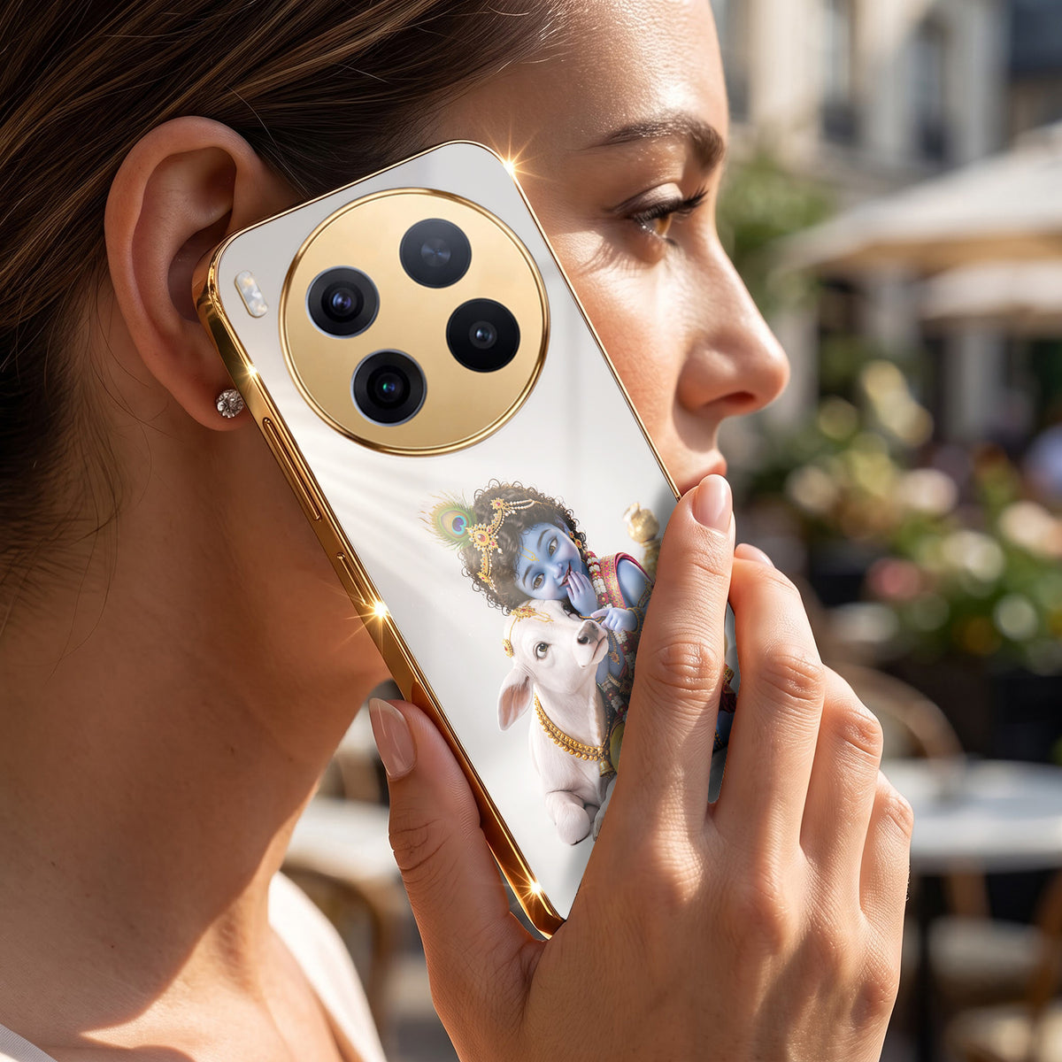 Vivo X300 Pro 5G Bal Krishna Blessings Gold Electroplated Glass Phone Back Case