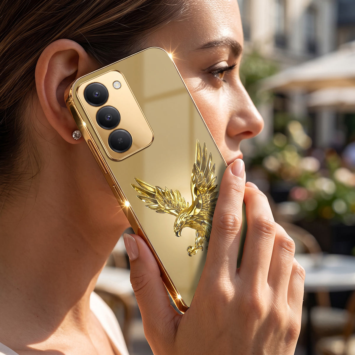 Redmi 15 5G Golden Eagle Gold Electroplated Glass Phone Back Case