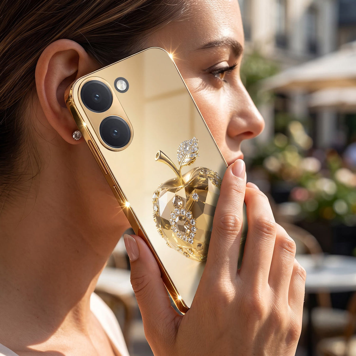 Poco X8 Pro 5G Golden Apple Gold Electroplated Glass Phone Back Case