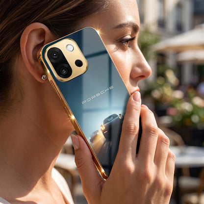 OnePlus 13s 5G Porsche Luxury Gold Electroplated Glass Phone Back Case