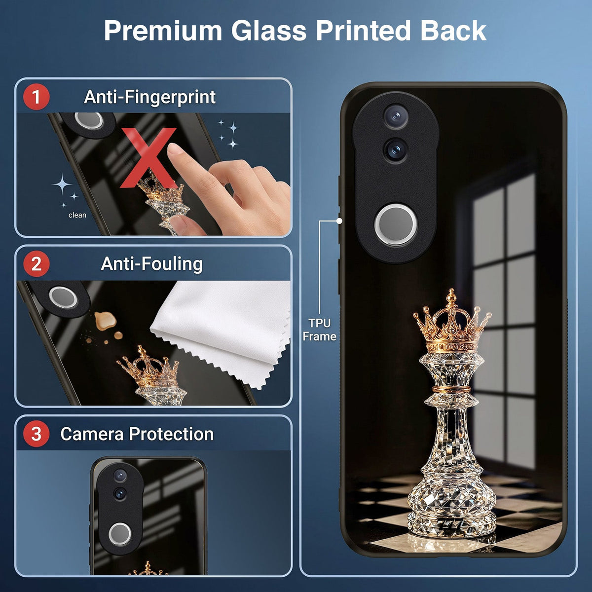 Vivo V50 5G Royal Chess King Acrylic Glass Back Case