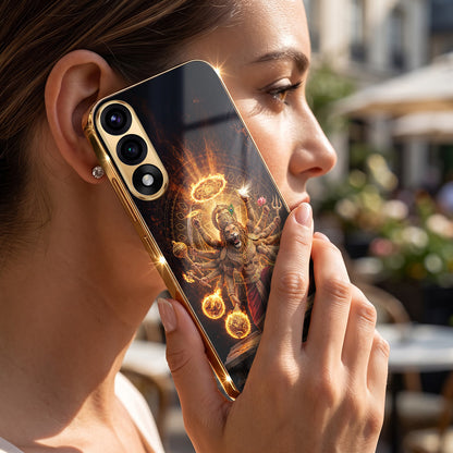 Oneplus Nord 5 5G Lord Narasimha Gold Electroplated Glass Phone Back Case