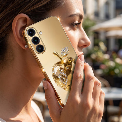 Samsung Galaxy A56 5G Golden Apple Gold Electroplated Glass Phone Back Case