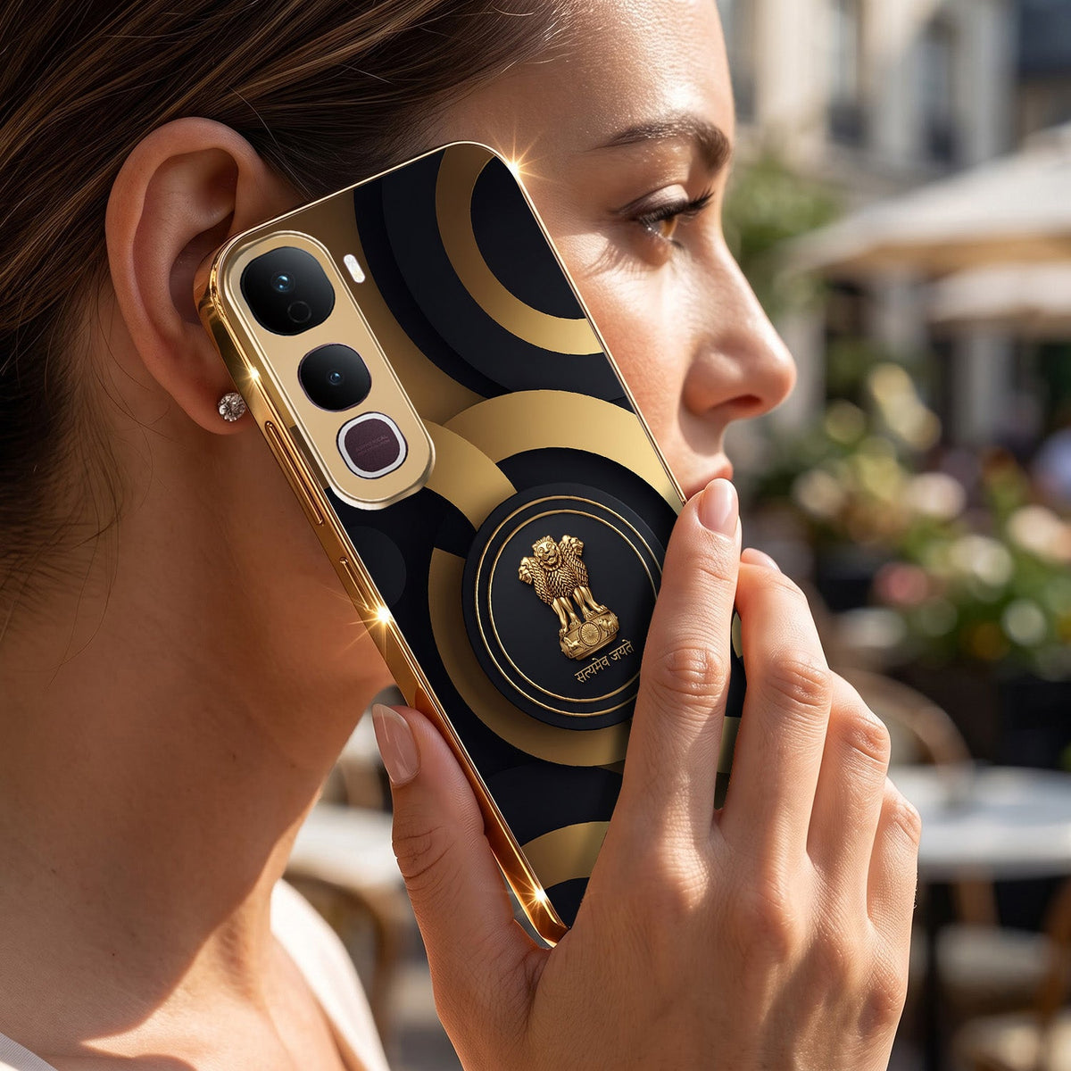 Vivo Y400 Pro 5G Royal Emblem Gold Electroplated Glass Phone Back Case