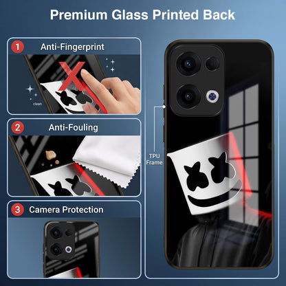 Oppo Reno 13 5G Premium Acrylic Shockproof Glass Back Case (Mask Dark)