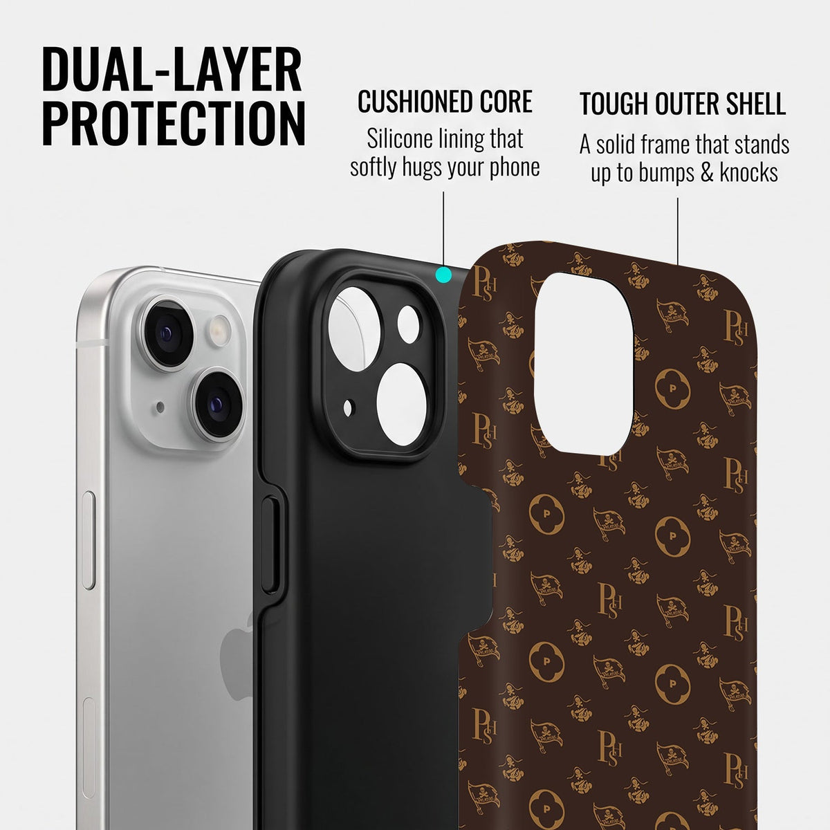iPhone 15 5G Luxury Monogram Brown Protective Case
