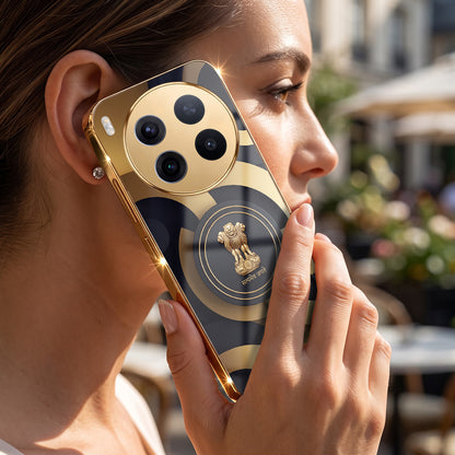 Vivo X300 Pro 5G Royal Emblem Gold Electroplated Glass Phone Back Case