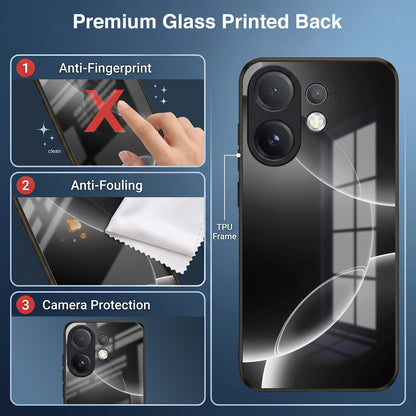Vivo V60 5G Premium Acrylic Shockproof Glass Back Case (Black Wave)