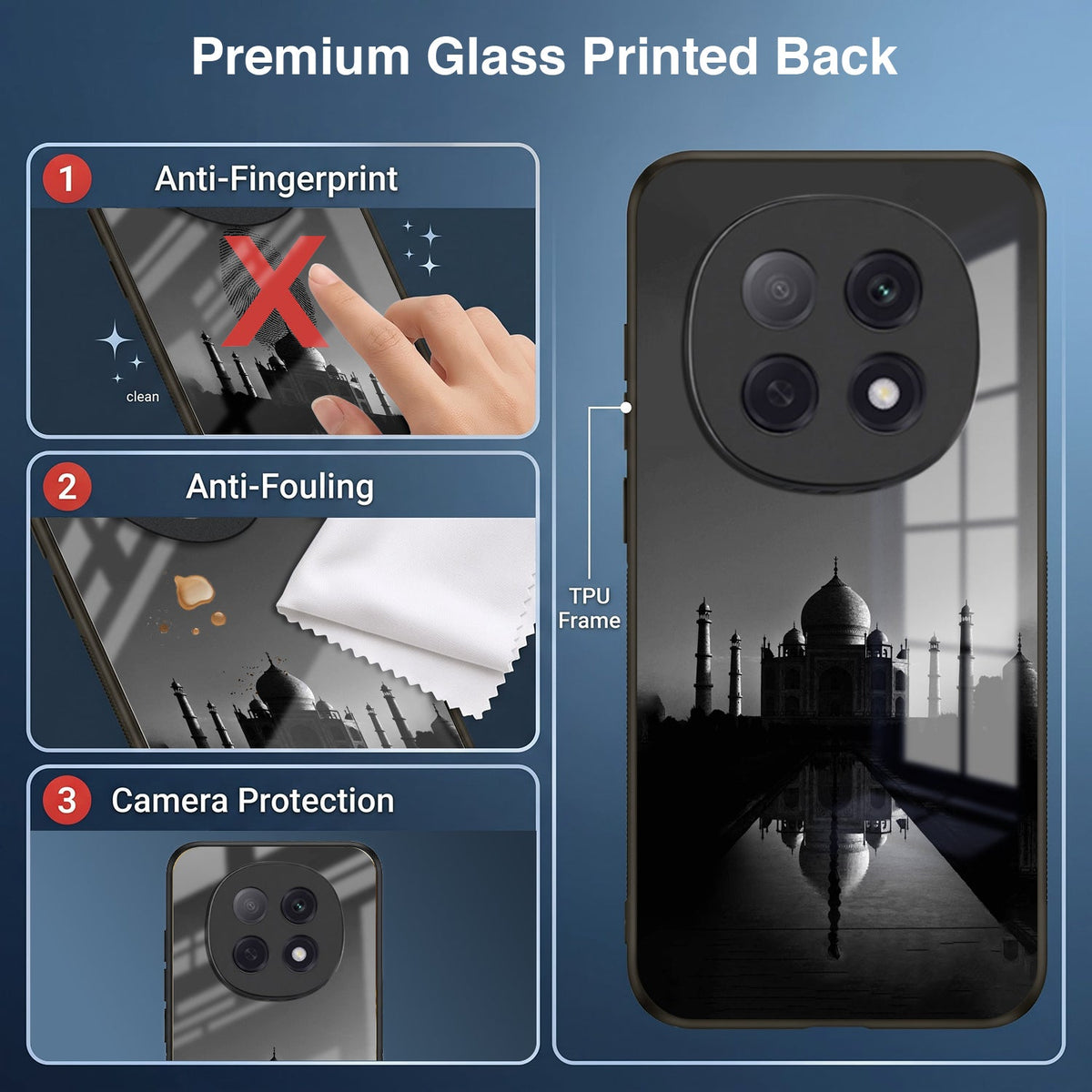 Oppo F29 Pro 5G Premium Acrylic Shockproof Glass Back Case (Taj Mahal)