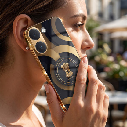 Poco X8 Pro 5G Royal Emblem Gold Electroplated Glass Phone Back Case