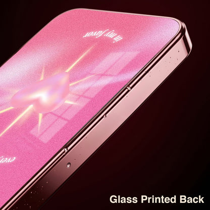 Oppo Reno 14 5G Luxury Glowing Heart Pink Electroplated Glass Phone Back Case