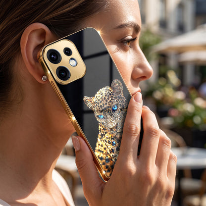 Oppo Reno 16 5G Panther Gold Electroplated Glass Phone Back Case