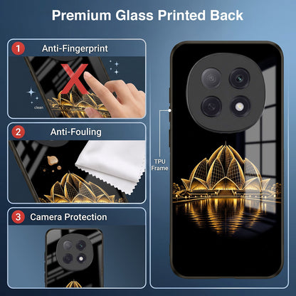 Oppo F29 Pro 5G Premium Acrylic Shockproof Glass Back Case (Golden Lotus)