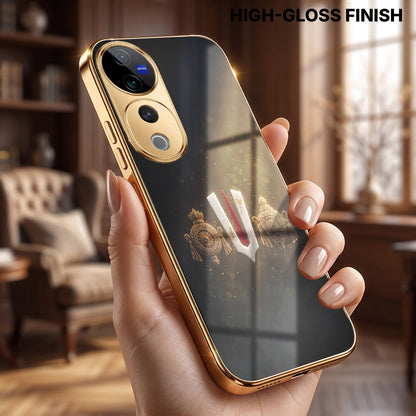 Vivo V40 Pro 5G Royal Heritage Edition Gold Electroplated Glass Phone Back Case