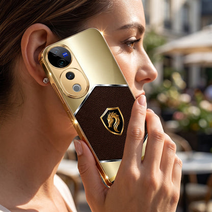 Vivo V40 Pro 5G Dragon Crest Gold Electroplated Glass Phone Back Case