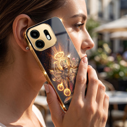 OnePlus N6 5G Lord Narasimha Gold Electroplated Glass Phone Back Case