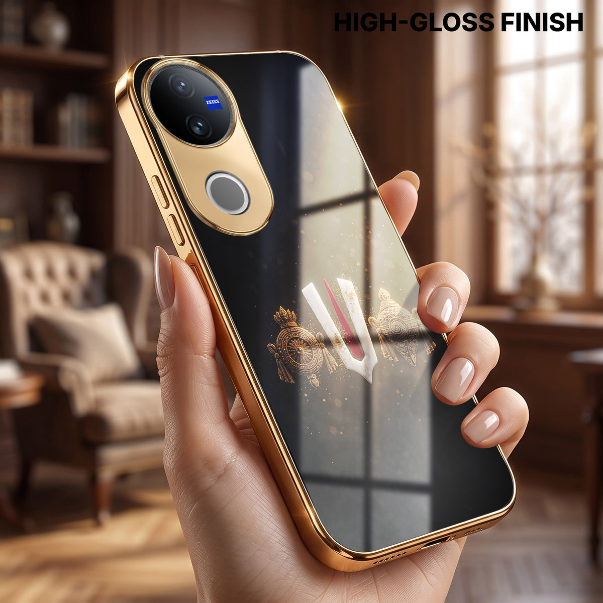 Vivo V50 5G Royal Heritage Edition Gold Electroplated Glass Phone Back Case