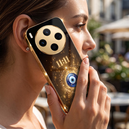 Vivo X300 5G God’s Plan Evil Eye Gold Electroplated Glass Phone Back Case