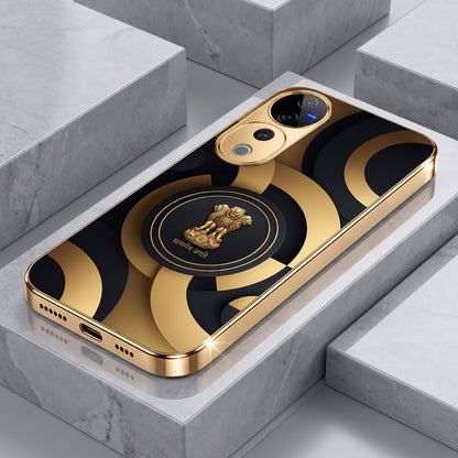 Vivo V40 Pro 5G Royal Emblem Gold Electroplated Glass Phone Back Case