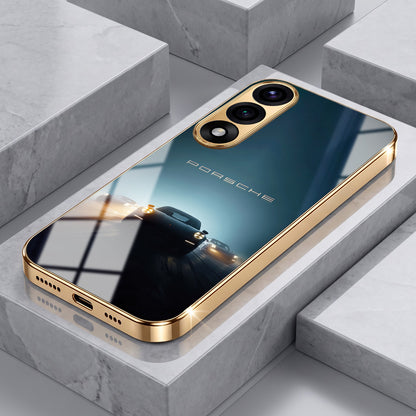 Oneplus Nord 5 5G Porsche Luxury Gold Electroplated Glass Phone Back Case