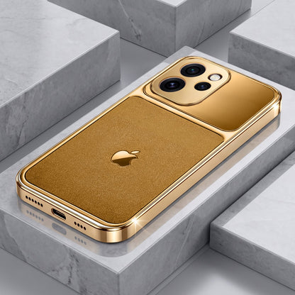 Oppo Reno 15 Pro Mini 5G Royal Touch Apple Gold Electroplated Glass Phone Back Case