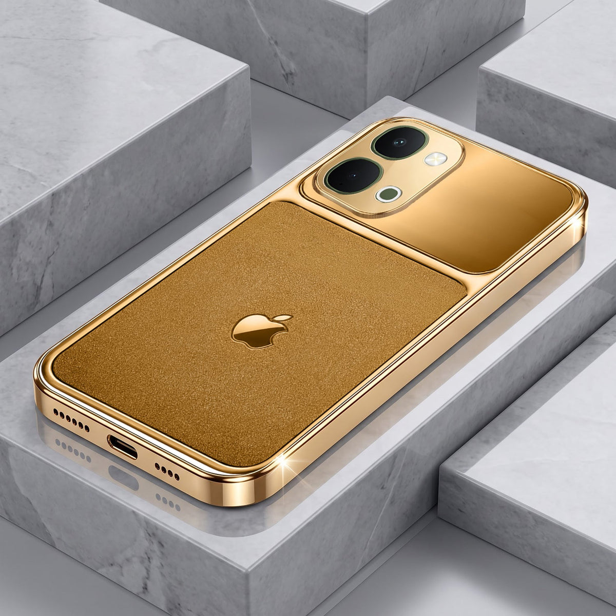 Vivo Y51 Pro 5G Royal Touch Apple Gold Electroplated Glass Phone Back Case
