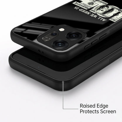Oppo Reno 14 5G Premium Acrylic Shockproof Glass Back Case (Money Love)