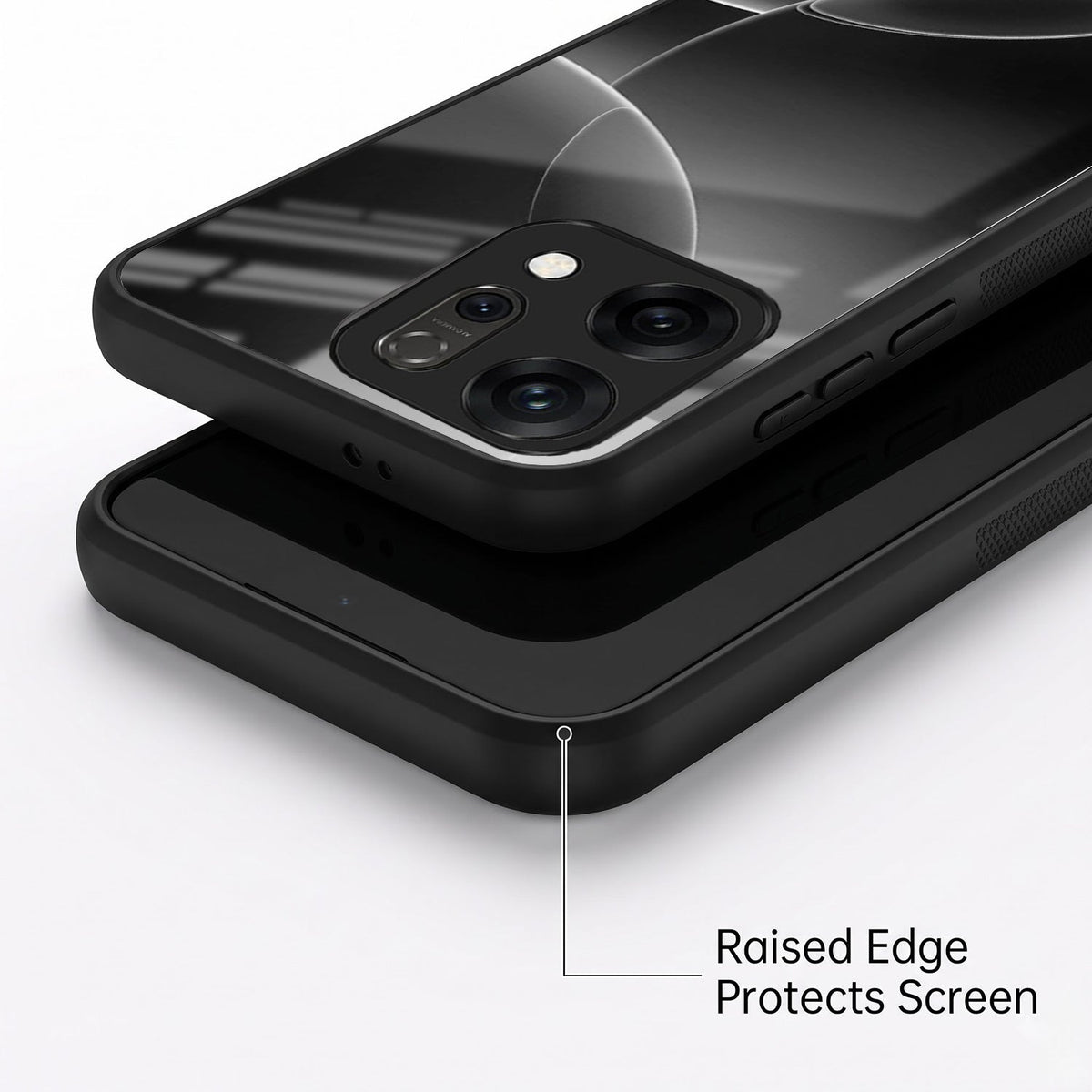 Oppo Reno 14 5G Premium Acrylic Shockproof Glass Back Case (Black Wave)