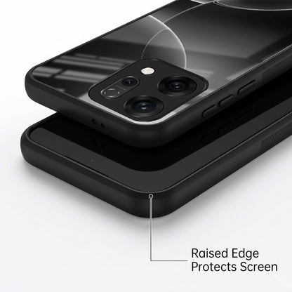 Oppo Reno 14 5G Premium Acrylic Shockproof Glass Back Case (Black Wave)