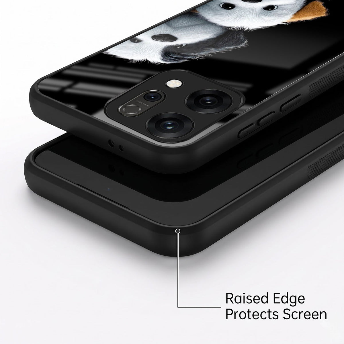Oppo Reno 14 5G Premium Acrylic Shockproof Glass Back Case (Fluffy Puppies)