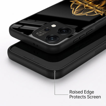 Oppo Reno 14 5G Premium Acrylic Shockproof Glass Back Case (Golden Lotus)