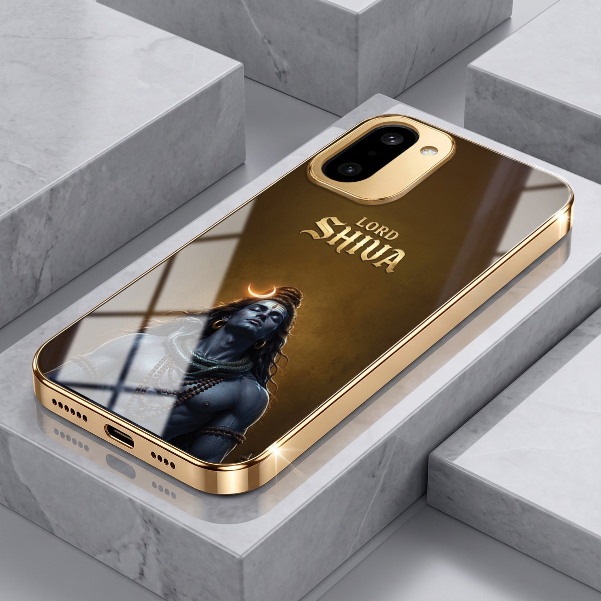OnePlus 15R 5G Lord Shiva Gold Electroplated Glass Phone Back Case