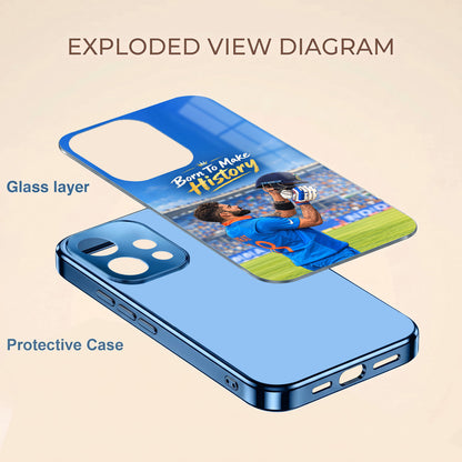 Oppo Reno 15 5G Born TO Make History Blue Electroplated Glass Phone Back Case