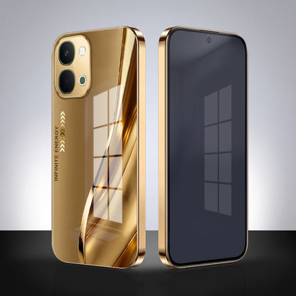 Vivo T5X 5G Luxury Infinity Energy Gold Electroplated Glass Phone Case