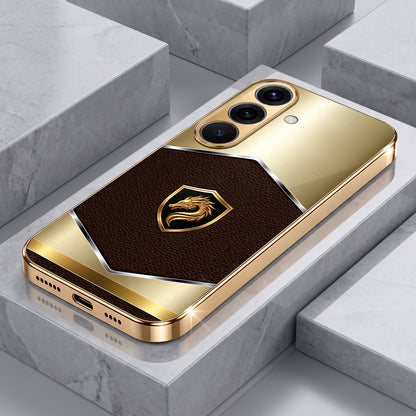 Samsung Galaxy A56 5G Dragon Crest Gold Electroplated Glass Phone Back Case