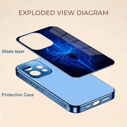 Oppo Reno 15 5G Neon Spider Blue Electroplated Glass Phone Back Case