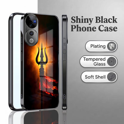 Vivo V40 Pro 5G Divine Trishul Black Electroplated Glass Phone Back Case